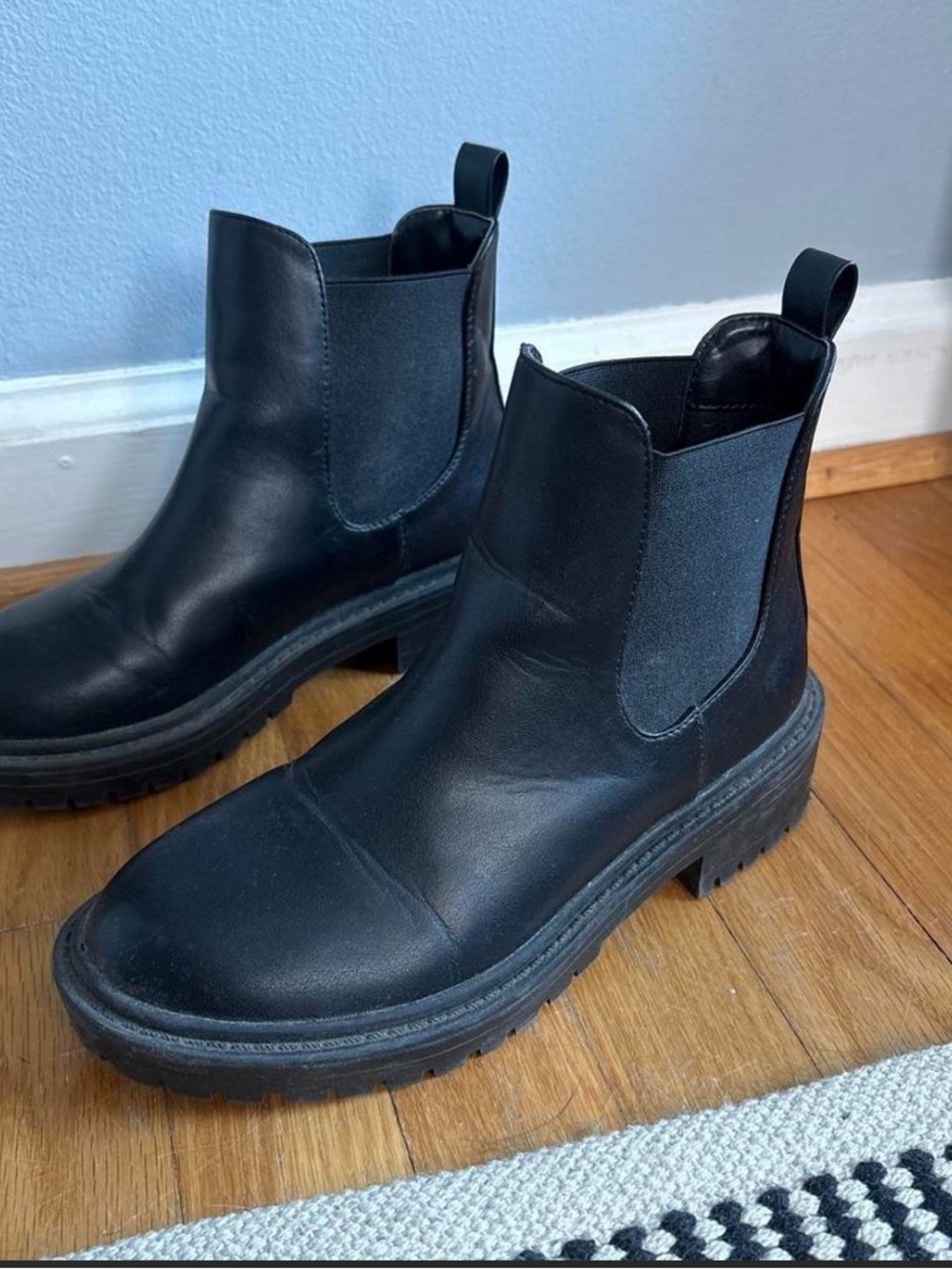 Classic Black Chelsea Lug Ankle Boots